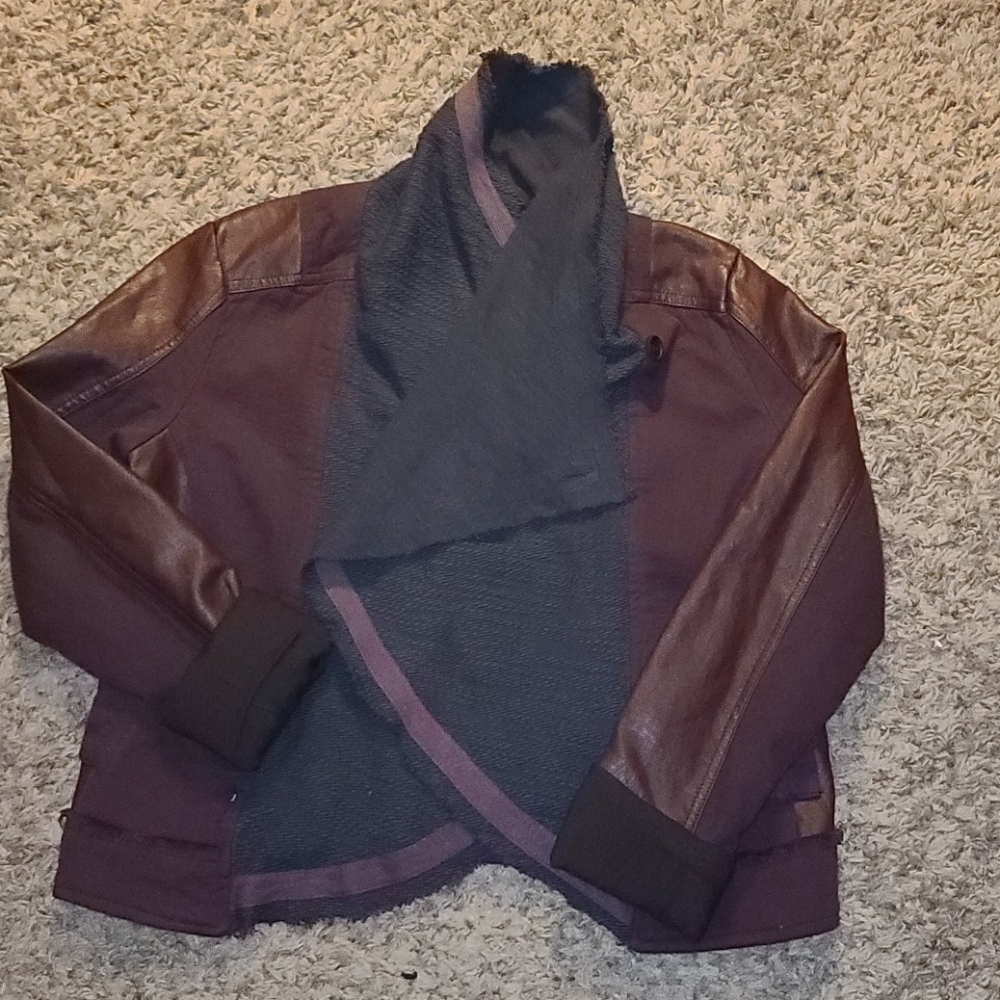 Girls two tone faux leather and cotton jacket